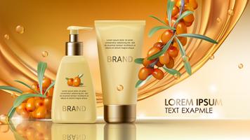 Sea buckthorn cosmetics vector realistic