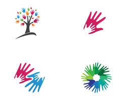 Hand team friends community logo and symbols vector