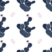 Hand drawn decorative seamless pattern with cacti. in Scandinavian style. Trendy tropical design for textile vector