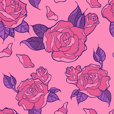 Rose Seamless Pattern Vector Art, Icons, and Graphics for Free Download