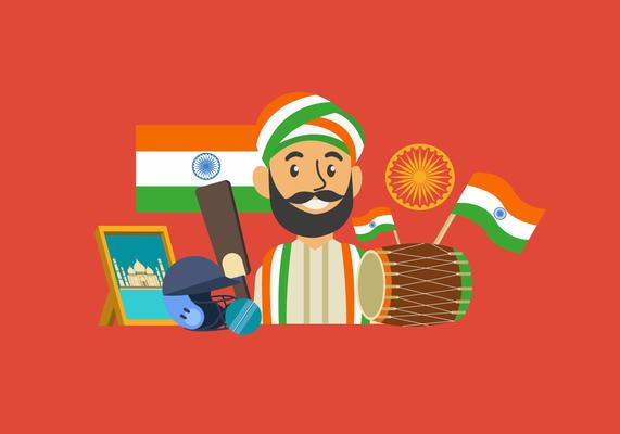 Celebrating India Independece Day Vector Illustration