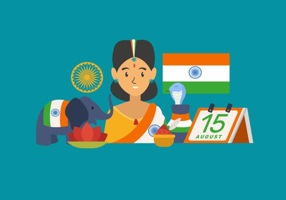 Celebrating India Independece Day Vector Illustration