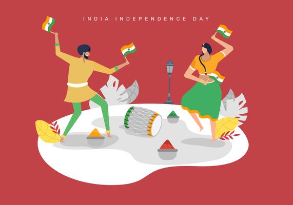 Celebrating India Independece Day Vector Illustration 