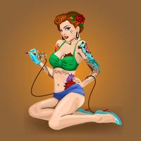 Permite hacer tatuaje ilustración con Tattoo Master Girl. vector