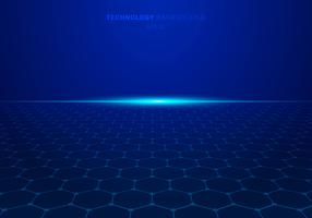 Abstract blue technology hexagon pattern on background with light explode. vector