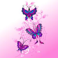 Cobweb, roses  and Butterfly's vector