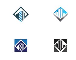 Diseño de logotipo de propiedad y construcción. vector