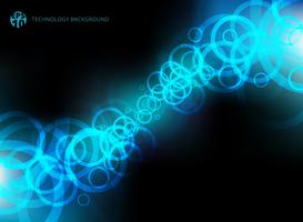 Abstract technology blue circles motion on black background. vector