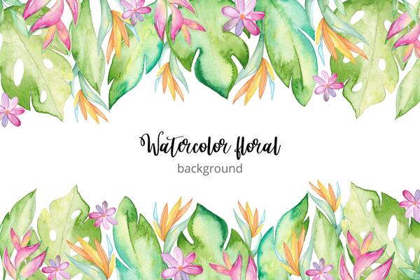 Watercolor tropical background