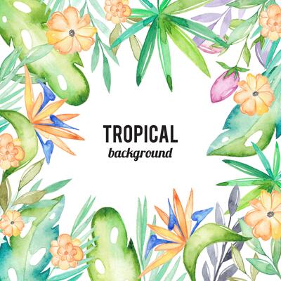 Watercolor tropical background