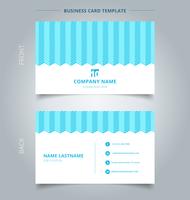 Namecard template white color serrated lines pattern on blue background. vector