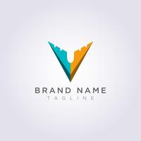 Diseño de logotipo en V combinada y aviones para empresas o su marca. vector