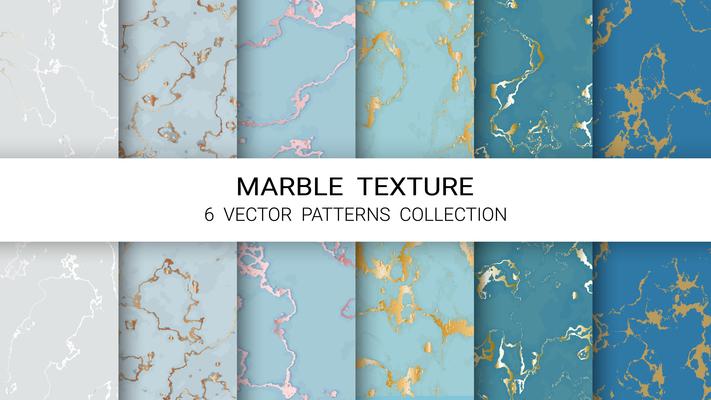 Marble Texture, Premium Set of Vector Patterns Collection, Abstract Background Template.