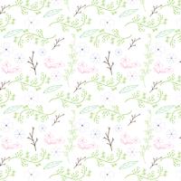 Colorful flower and vine seamless pattern design on white background. Vector illustration