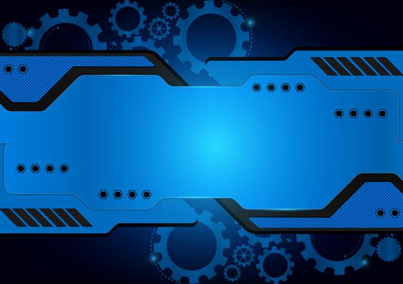 Blue technology gear vector abstract background