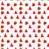 Watermelon and strawberry seamless pattern design on white background, vector illustration