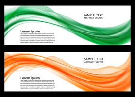 Wave green and orange transparent abstract on white background with copy space, vector illustration for your banner