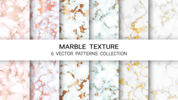 Textura de mármol, conjunto de colección de patrones vectoriales, plantilla de fondo abstracto. vector
