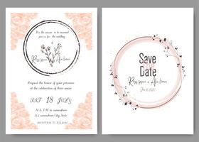 Wedding invitation card Floral hand drawn frame .Greenery Wedding Invitation ,Template Eucalyptus  Wedding Invitation. vector