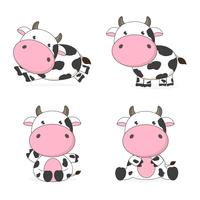 Cute cow cartoon character vector illustration 