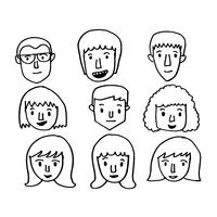 People face icon hand draw vector