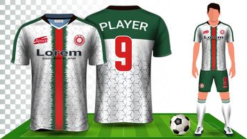 Soccer Jersey, Sport Shirt or Football Kit Uniform Presentation Mockup Template. vector