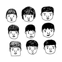 People face hand draw vector