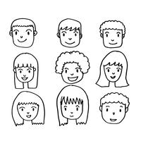 People face hand draw vector