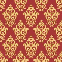 Seamless damask pattern. Gold and red texture