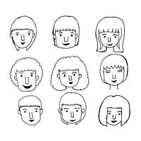 People face hand draw vector