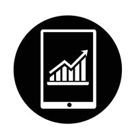 Graph In Tablet PC Icon vector