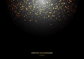 Abstract falling golden glitter lights texture on a black background 