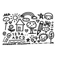 Children hand draw doodle icon vector