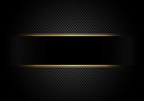 Carbon fiber background and texture and lighting with black label and gold line. Luxury style. Material wallpaper for car tuning or service.