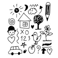 Children hand draw doodle icon vector
