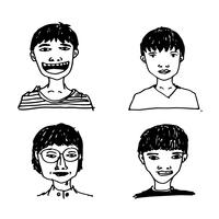 People face icon hand draw vector