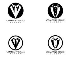 Plantilla de iconos de logotipo y símbolos de hombre de smoking negro