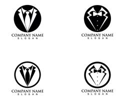 Plantilla de iconos de logotipo y símbolos de hombre de smoking negro vector