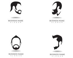 Barba masculina pelo negro logotipo friki y símbolo vector