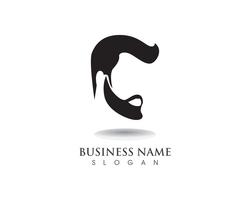 masculine beard black hair geek logo and symbol