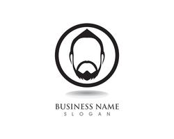 masculine beard black hair geek logo and symbol vector