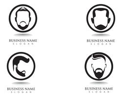 Barba masculina pelo negro logotipo friki y símbolo vector