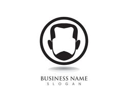 masculine beard black hair geek logo and symbol vector