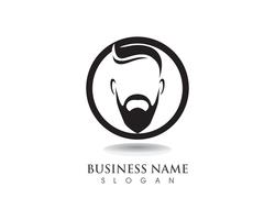 masculine beard black hair geek logo and symbol vector