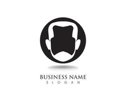 masculine beard black hair geek logo and symbol vector