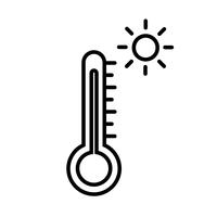 Termómetro de clima caliente icono Vector