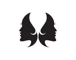hair woman and face logo and symbols vector