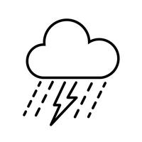 Cloud, Rain and Thunderbolt Icon Vector