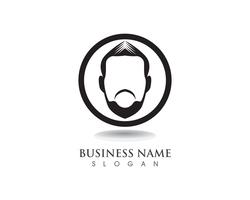 masculine beard black hair geek logo and symbol vector