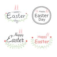 Set Of Happy Easter Labels. Elements For Calligraphic Designs. Handmade Vector Illustration.